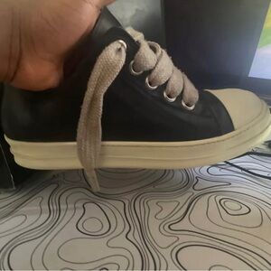 Rick Owens Black and Cream Sneakers